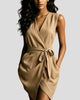 V-Neck Sleeveless Wrap Mini Dress