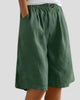Elasticated Wide-Leg Pleated Knee-Length Shorts