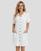 Short-Sleeve Collared Button-Up Pocket Mini Dress
