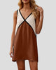 Colour Block V-Neck Sleeveless Mini Dress