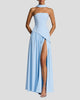 Strapless Maxi Dress with Scarf Detail and Thigh-High Split