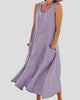 Sleeveless Scoop-Neck Maxi Sundress with Pockets