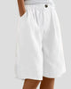 Elasticated Wide-Leg Pleated Knee-Length Shorts