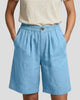 Pleated High-Waisted Bermuda Shorts