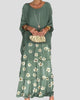 Round-Neck Batwing-Sleeve Tiered Maxi Dress