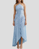 Elegant Halter-Neck Pleated Ruffle Maxi Dress