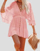 V-Neck Lace Mini Dress with Flared Sleeves