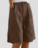 Elasticated Wide-Leg Pleated Knee-Length Shorts