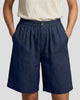 Pleated High-Waisted Bermuda Shorts