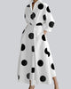 Long-Sleeve V-Neck Cinched-Waist Pleated Maxi Dress