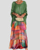 Round-Neck Batwing-Sleeve Tiered Maxi Dress