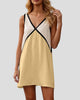 Colour Block V-Neck Sleeveless Mini Dress