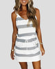 Striped V-Neck Mini Dress with Drawstring Waist