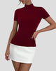 Colour-Block High-Neck Short-Sleeve Mini Dress