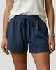 Drawstring Waist Patch-Pocket Shorts