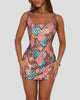 Sequin Diamond Print Square-Neck Mini Dress