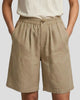 Pleated High-Waisted Bermuda Shorts