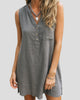Sleeveless Button-Front V-Neck Mini Dress