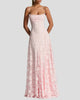 Backless Floral Lace-Up Maxi Dress with Spaghetti Strap