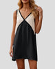 Colour Block V-Neck Sleeveless Mini Dress