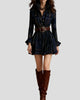 Plaid Long-Sleeve Button-Up Collared Mini Dress