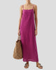 Sleeveless Maxi Sundress with Square Neckline and Thin Straps