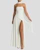Strapless Maxi Dress with Scarf Detail and Thigh-High Split