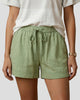 Drawstring Waist Patch-Pocket Shorts