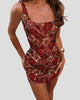 Sequin Diamond Print Square-Neck Mini Dress