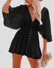 V-Neck Lace Mini Dress with Flared Sleeves