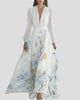 V-Neck Long-Sleeve Floral Print Maxi Dress
