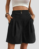 High-Waisted Pleated Wide-Leg Shorts