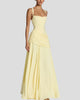Square-Neck Ruched Maxi Dress with Draped Hip Detail