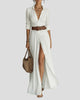 Button-Up Shirt Collar Slit Maxi Dress