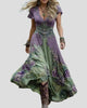 V-Neck Floral Print Tiered Maxi Dress