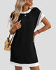 Ribbed Crew Neck Short-Sleeve Mini Dress