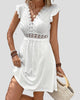 Ruffle-Sleeve Lace-Trim V-Neck Mini Dress