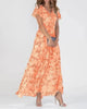 Floral V-Neck Flutter-Sleeve Maxi Dress