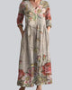 Floral V-Neck Three-Quarter Sleeve Maxi Dress