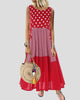 Sleeveless Polka Dot Patchwork Maxi Sundress