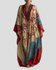 Floral Blossom Print V-Neck Kimono Sleeve Maxi Dress