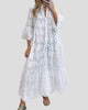 Eyelet V-Neck Maxi Dress with Flared Sleeves