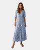Tiered V-Neck Tassel-Tie Maxi Dress