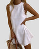 Scalloped Edge Sleeveless High-Neck Mini Dress