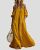 Cold-Shoulder Puff-Sleeve Maxi Dress
