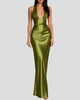 Halter Plunge Maxi Dress