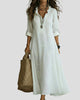 Floral Embroidered V-Neck Maxi Dress with Ruffle Neckline