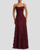 Backless Floral Lace-Up Maxi Dress with Spaghetti Strap