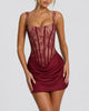 Square-Neck Lace Corset Mini Dress