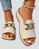Wedge Slide Sandals with Gold-Tone Buckle Detail
